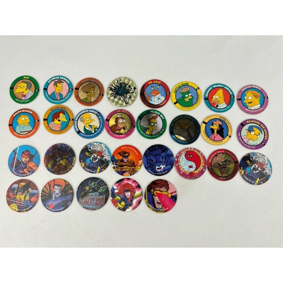 Lot Of 29 Skycaps -‎ Pogs Milk Caps - Simpsons - Marvel - X-men- Goosebumps - Picture 1 of 12